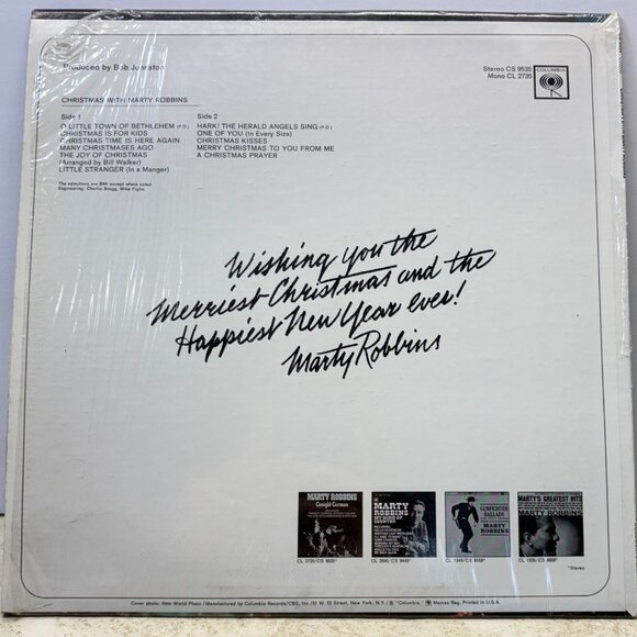 Christmas With Marty Robbins Country Vinyl LP Columbia CS 9535 In Shrink - Picture 5 of 6